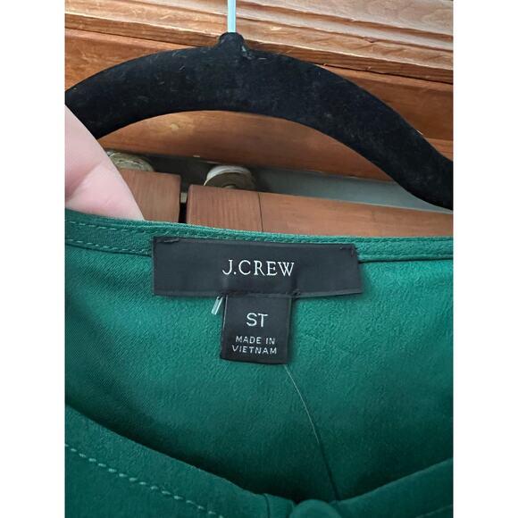 NWT J. Crew Women's Puff Long Sleeve Keyhole Drapey Crepe Blouse Green Size ST - Picture 6 of 12